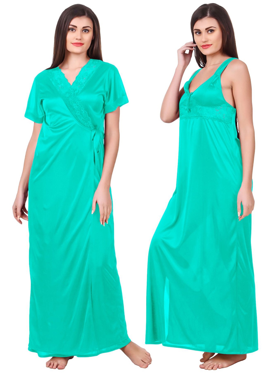 

Fasense Pack of 2 Sea Green Maxi Nightdress
