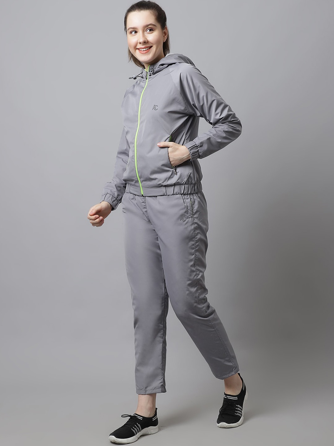 

ANTI CULTURE Women Grey Solid Tracksuit