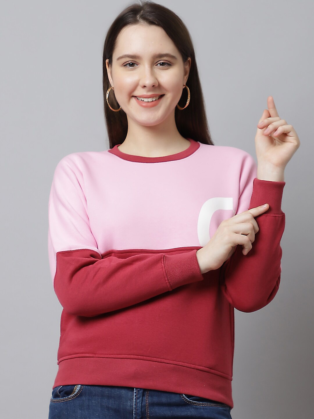 

ANTI CULTURE Women Maroon Fleece Sweatshirt