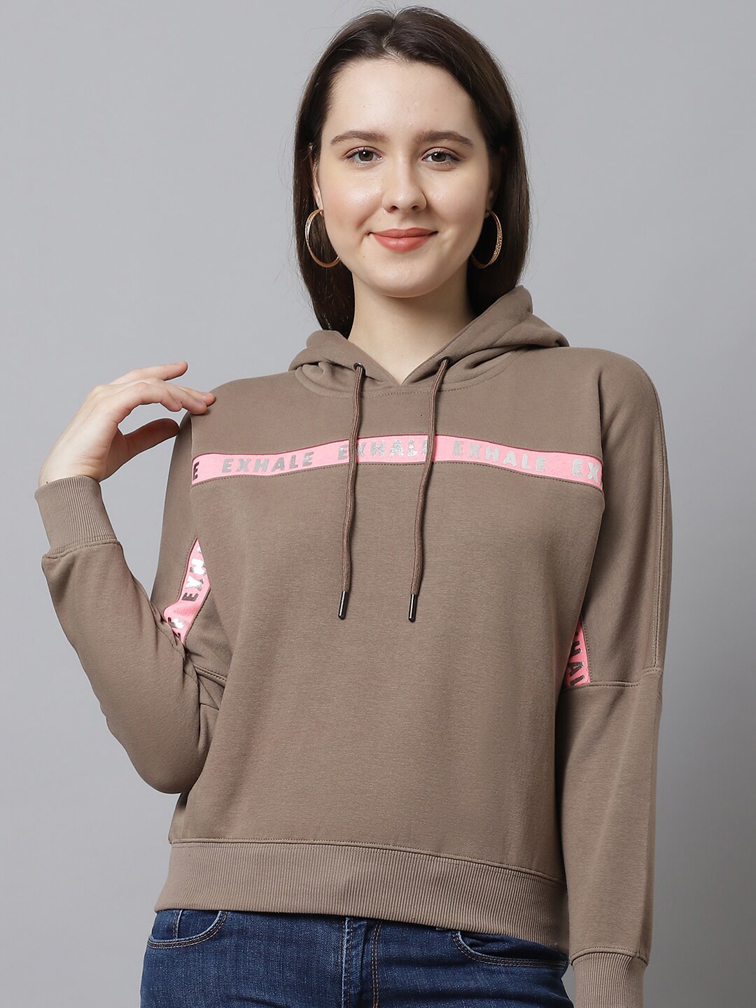 

ANTI CULTURE Women Beige Hooded Sweatshirt