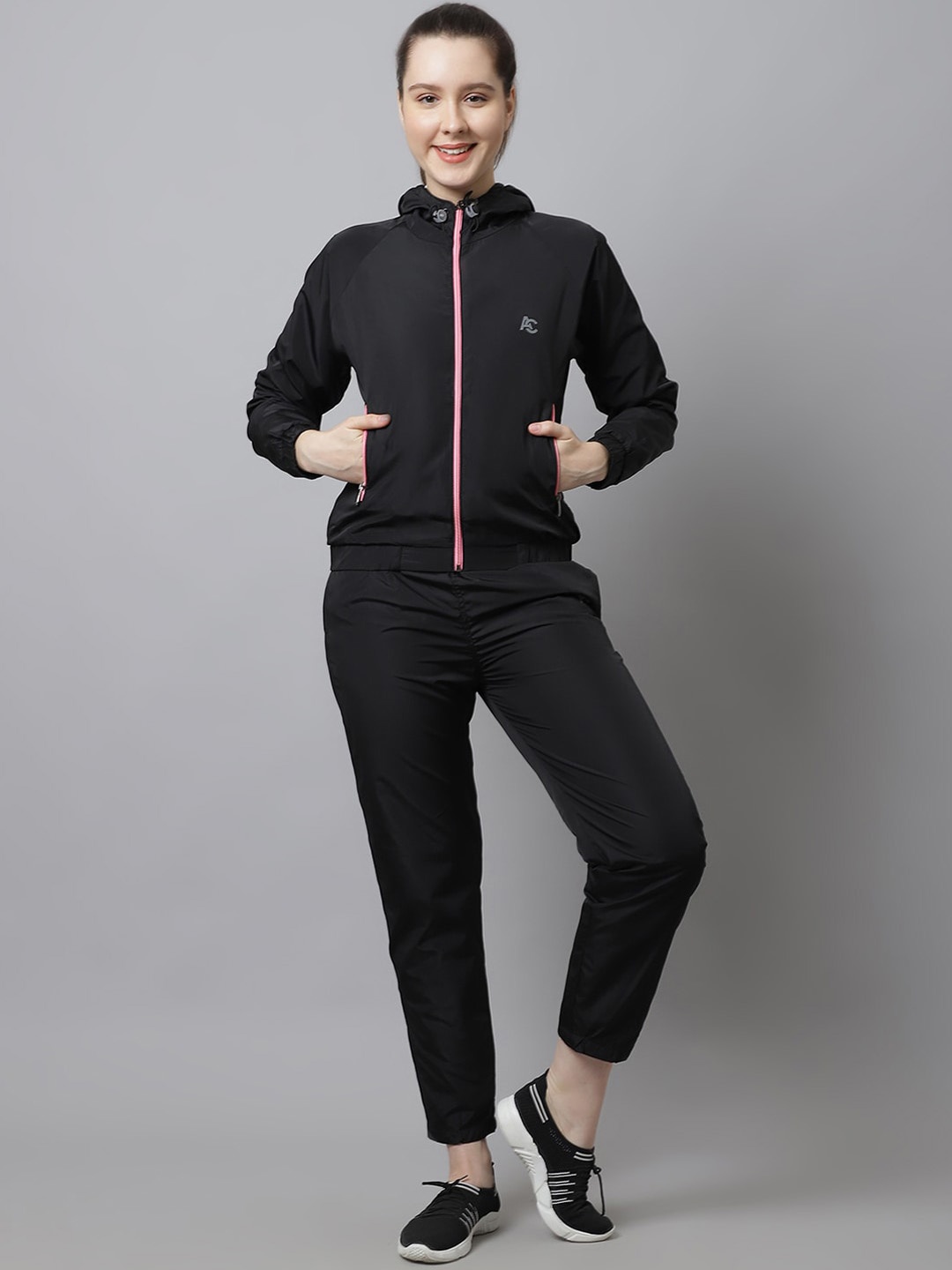 

ANTI CULTURE Women Black Solid Tracksuits
