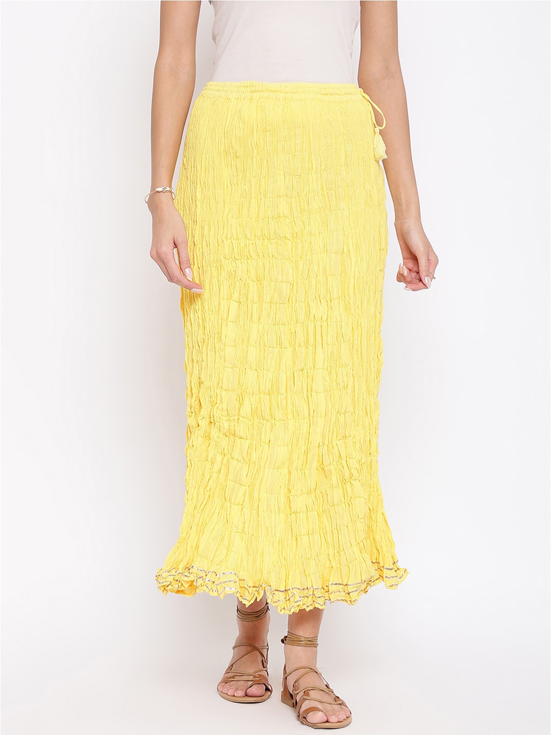 

Fabindia Women Yellow Solid Cotton Skirt