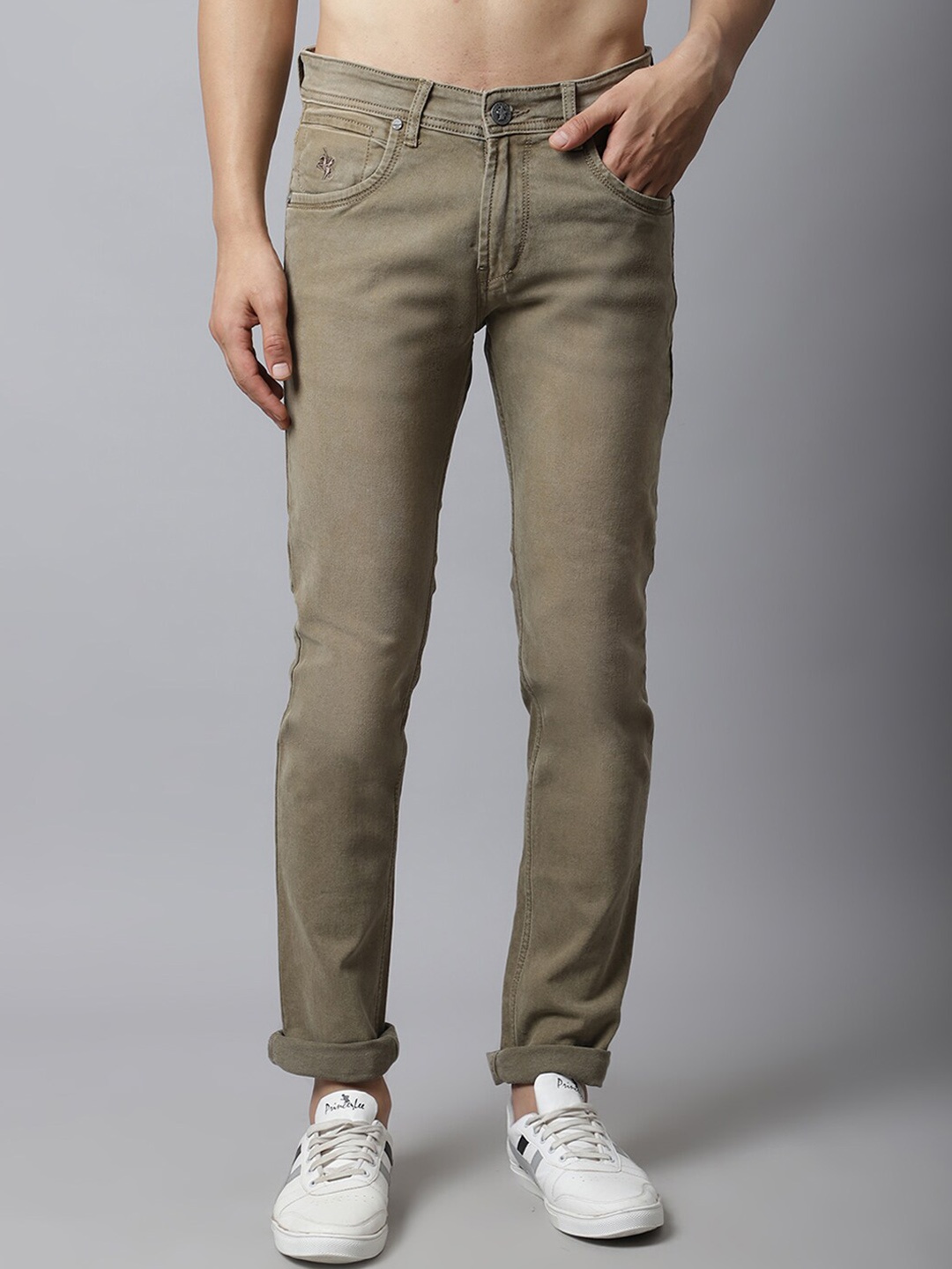 

Cantabil Men Khaki Heavy Fade Jeans
