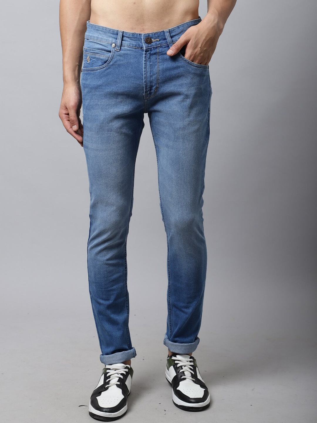 

Cantabil Men Blue Light Fade Jeans