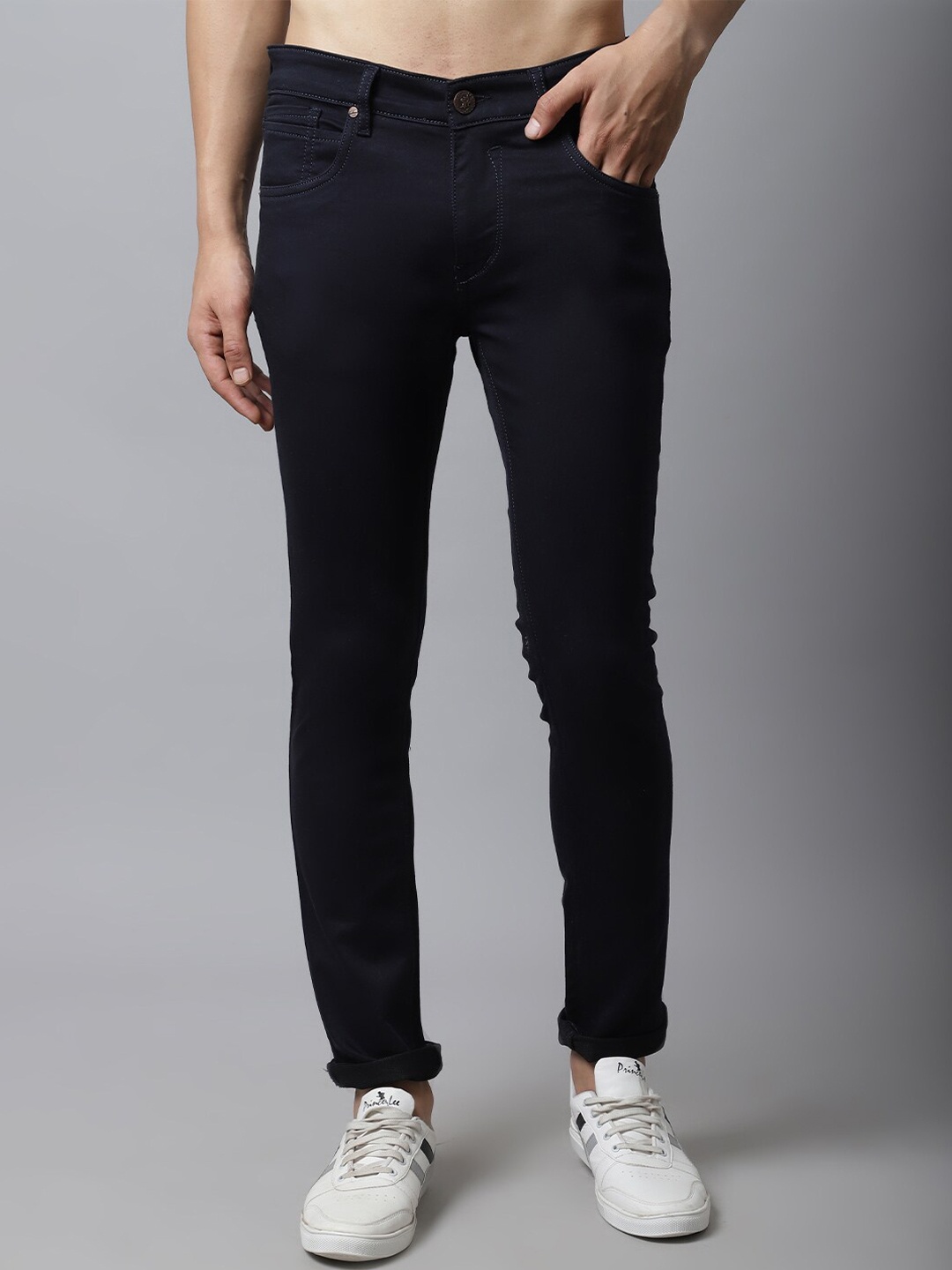 

Cantabil Men Navy Blue Cotton Jeans