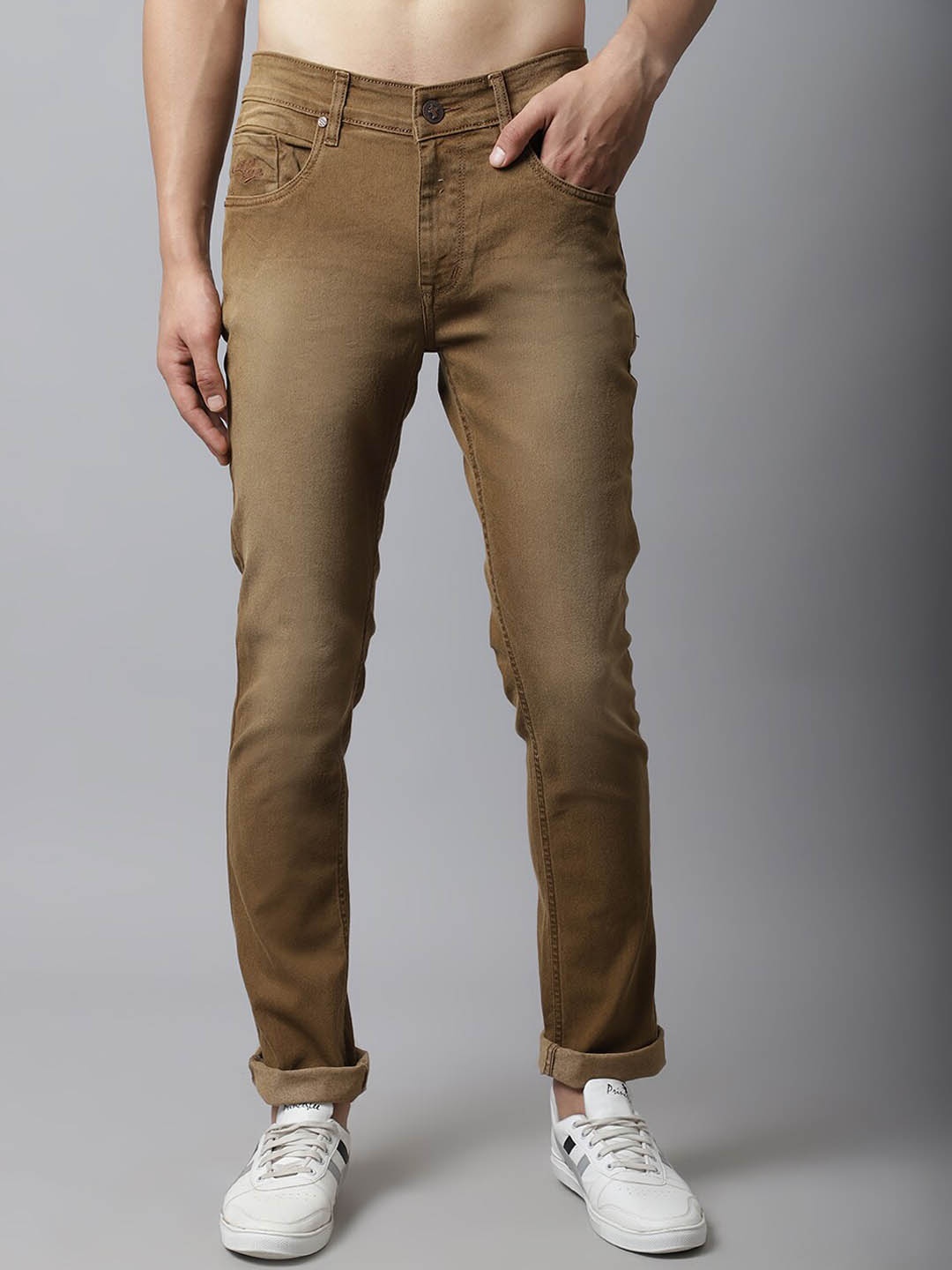 

Cantabil Men Brown Light Fade Jeans