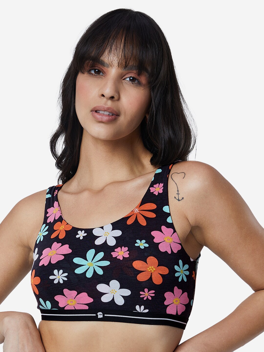 

The Souled Store Black & White Floral Printed Bralette Bra 185875