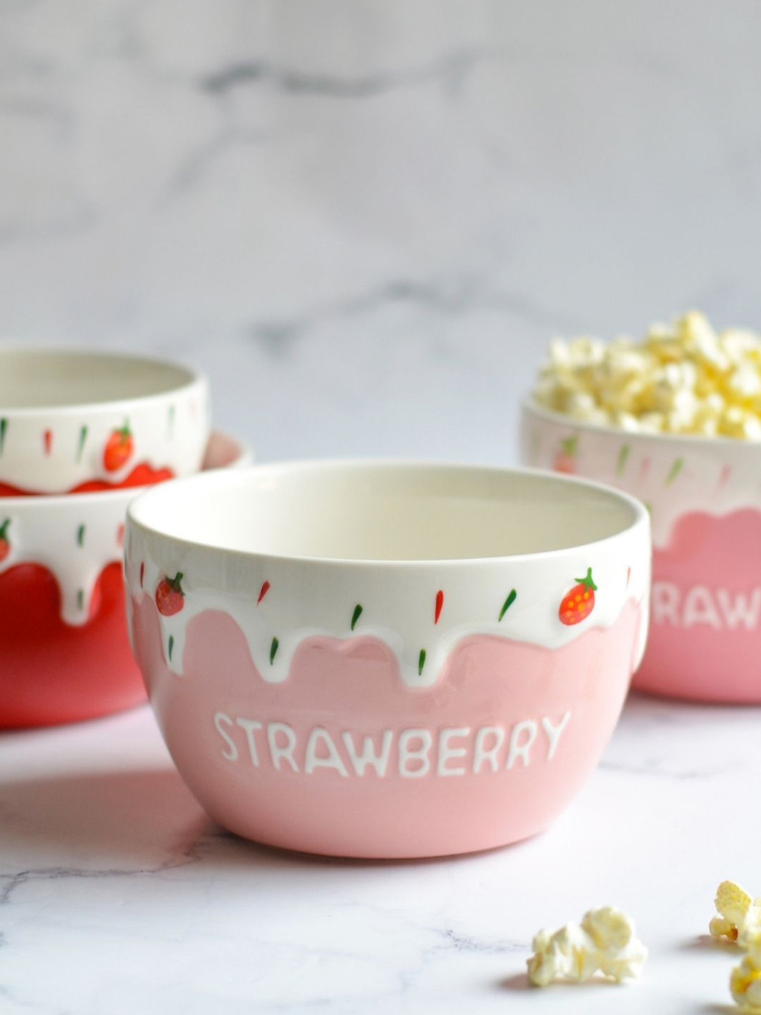 

Nestasia White & Pink Printed Microwave safe Ceramic Glossy Bowl