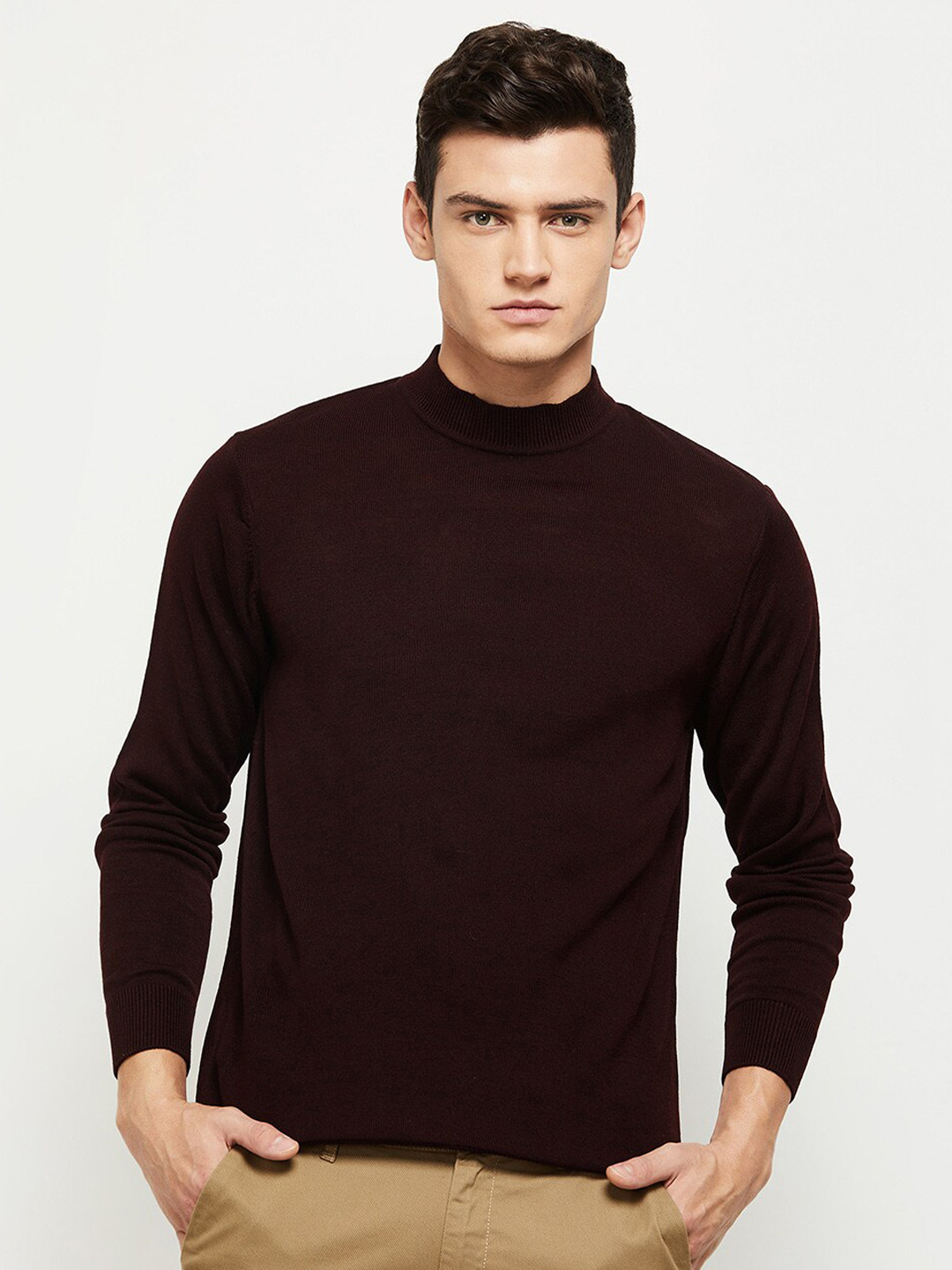 

max Men Maroon Pullover