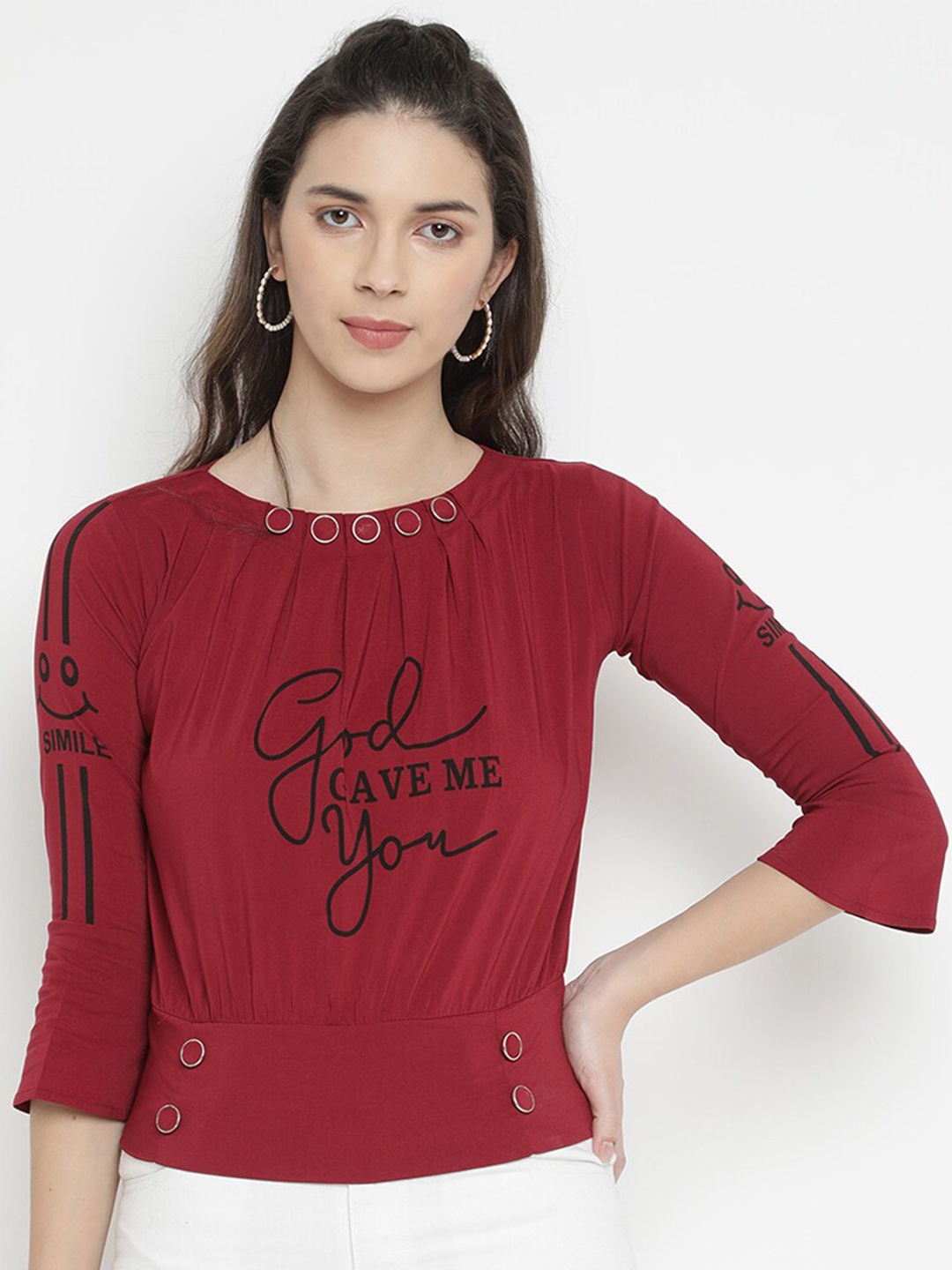 

V2 Value & Variety Maroon Printed Top