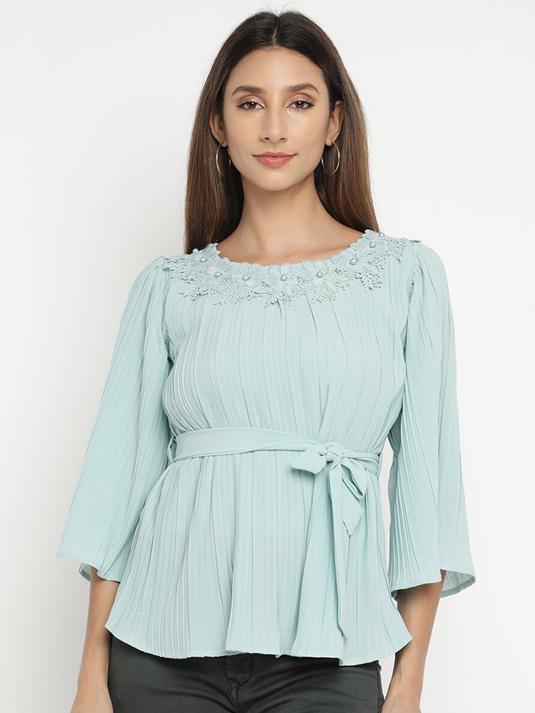 

V2 Value & Variety Women Green Chiffon Top