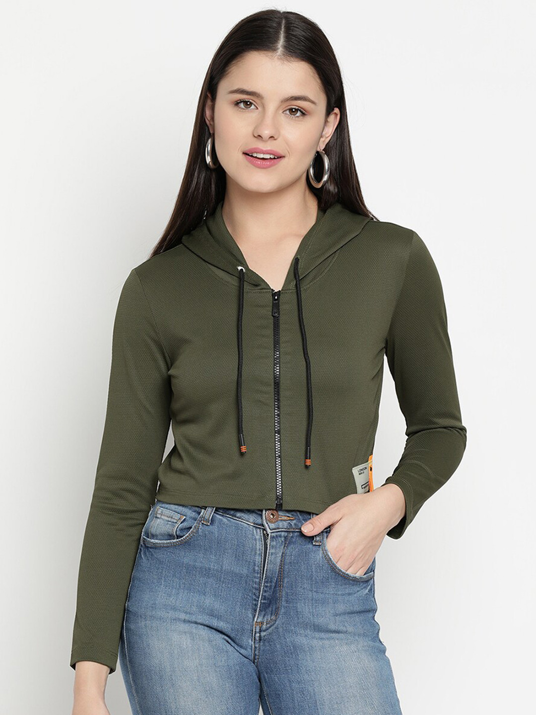 

V2 Value & Variety Women Green Solid Hooded Sweatshirt