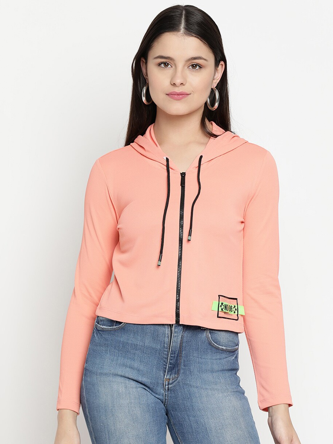 

V2 Value & Variety Women Peach Solid Hooded Sweatshirt
