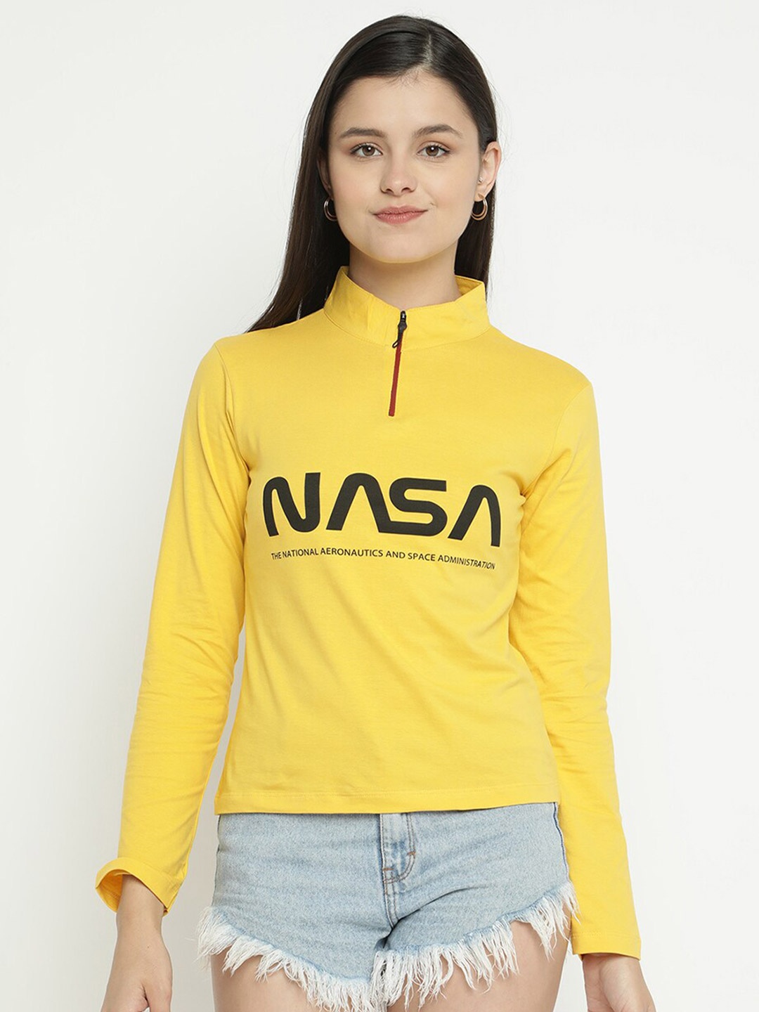 

V2 Value & Variety Women Yellow Printed Pure Cotton Top