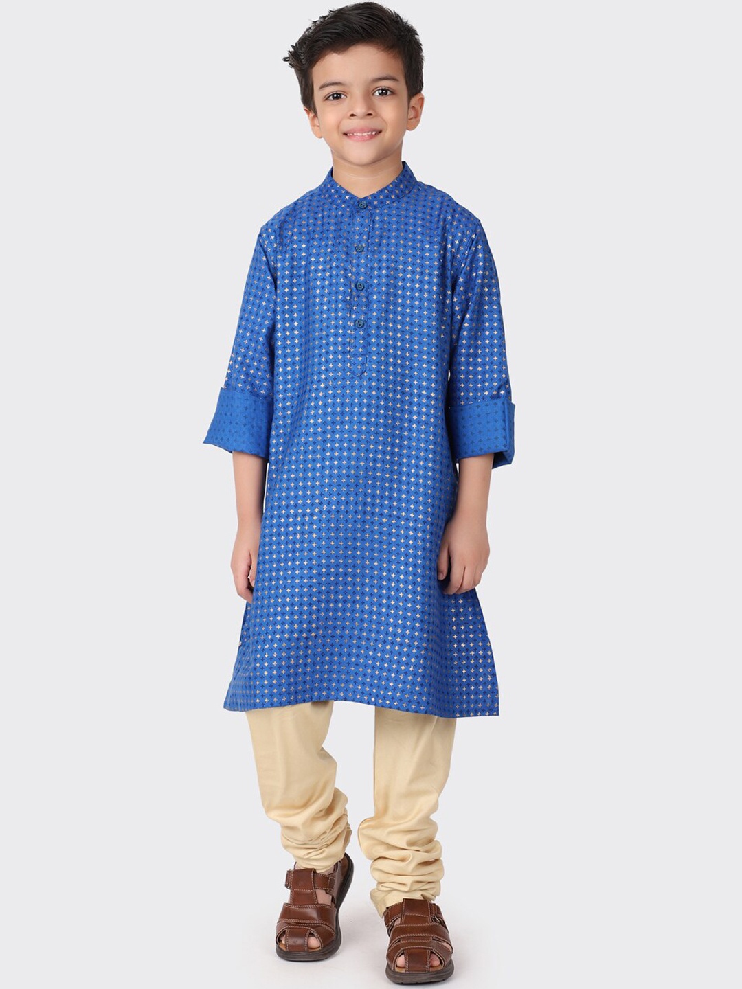 

Fabindia Boys Blue Geometric Printed Kurta