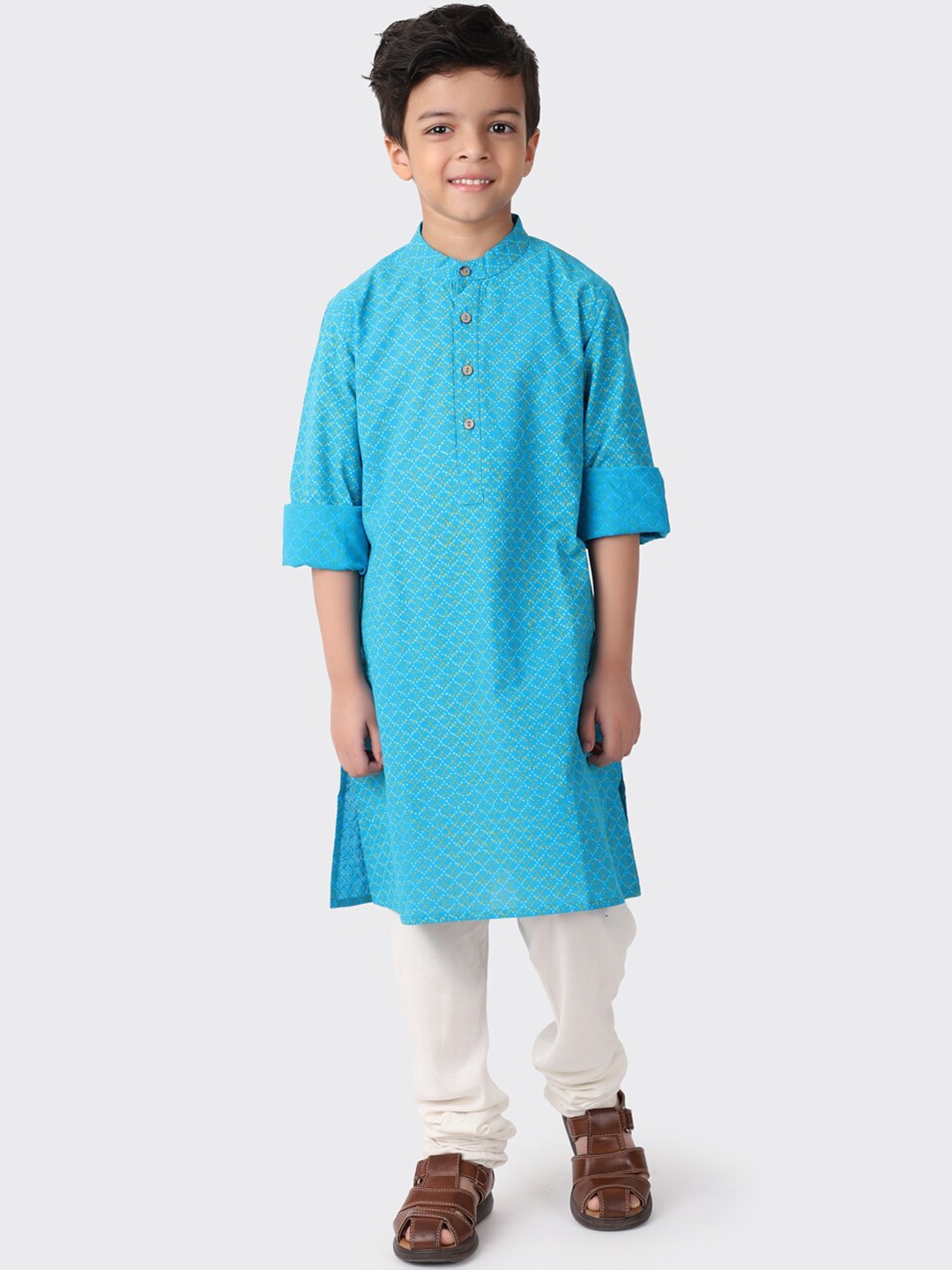 

Fabindia Boys Blue Geometric Kurta