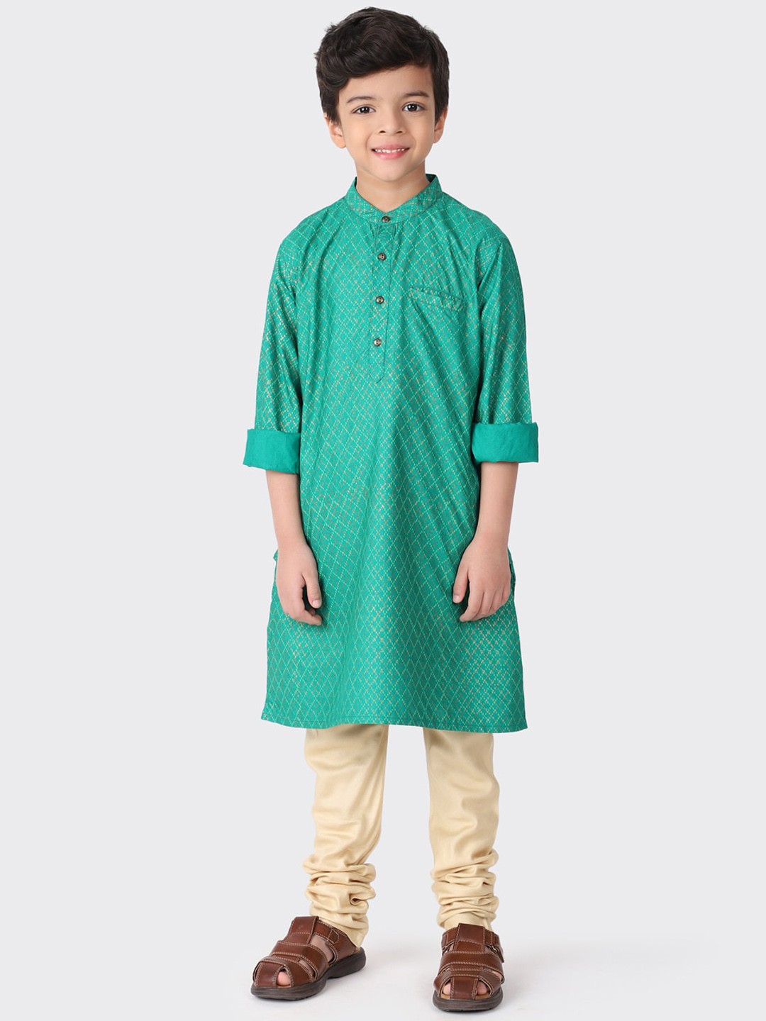 

Fabindia Boys Green Printed Kurta