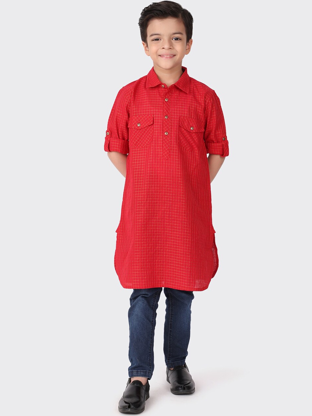 

Fabindia Boys Red Pathani Kurta
