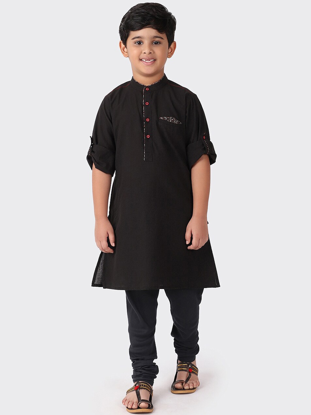 

Fabindia Boys Charcoal Solid Cotton Kurta