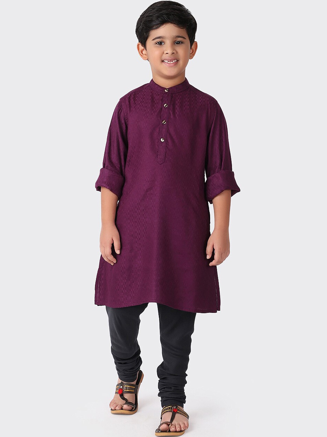 

Fabindia Boys Purple Geometric Kurta