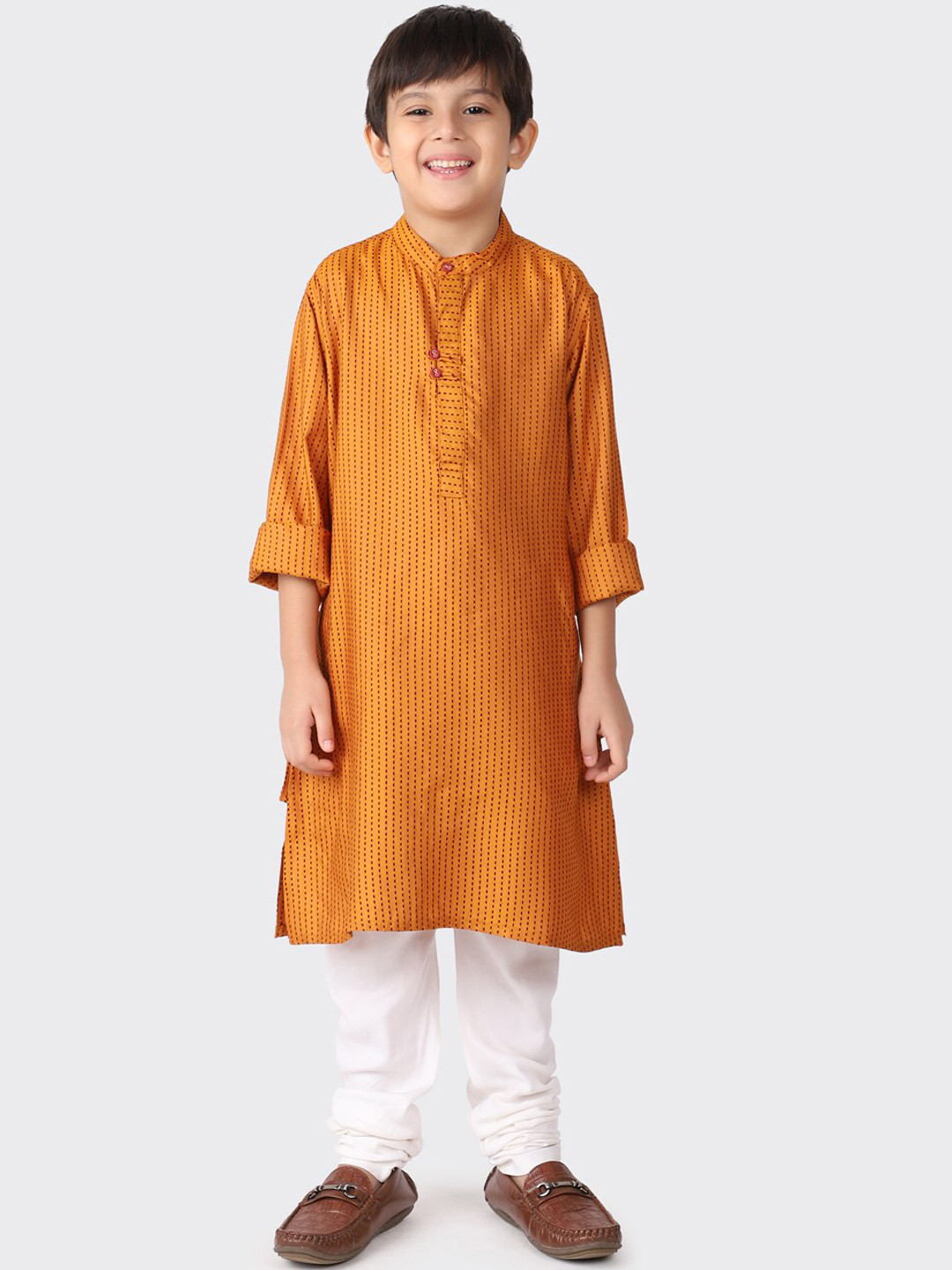 

Fabindia Boys Mustard Yellow Printed Kurta