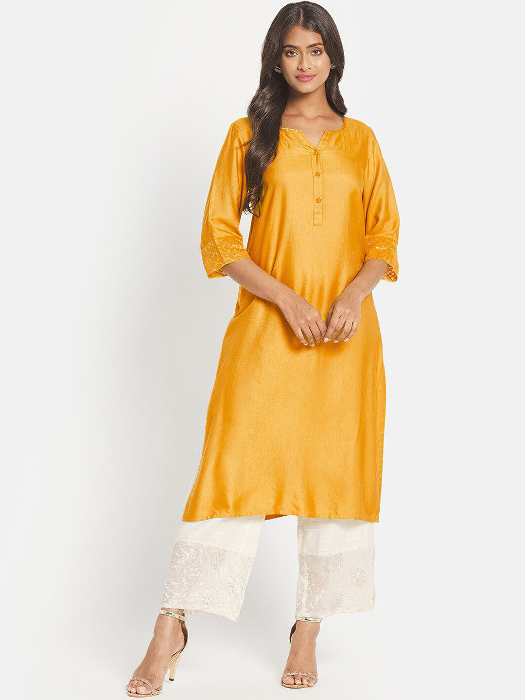 

Fabindia Women Mustard Yellow Kurta