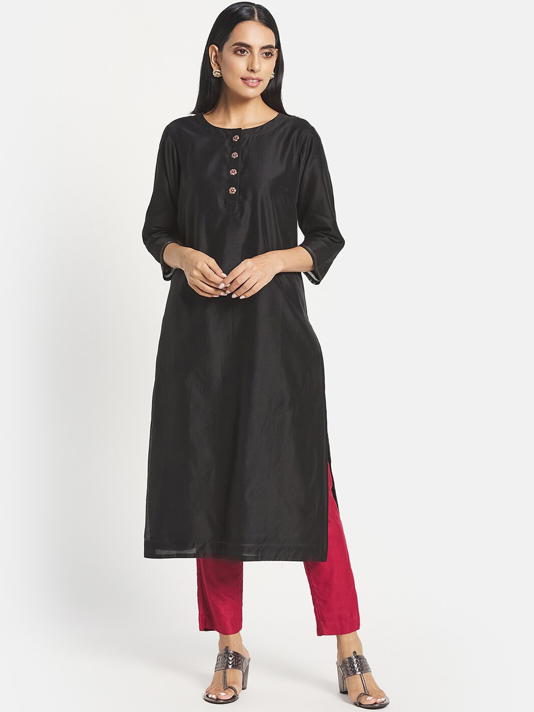 

Fabindia Women Black Straight Kurta