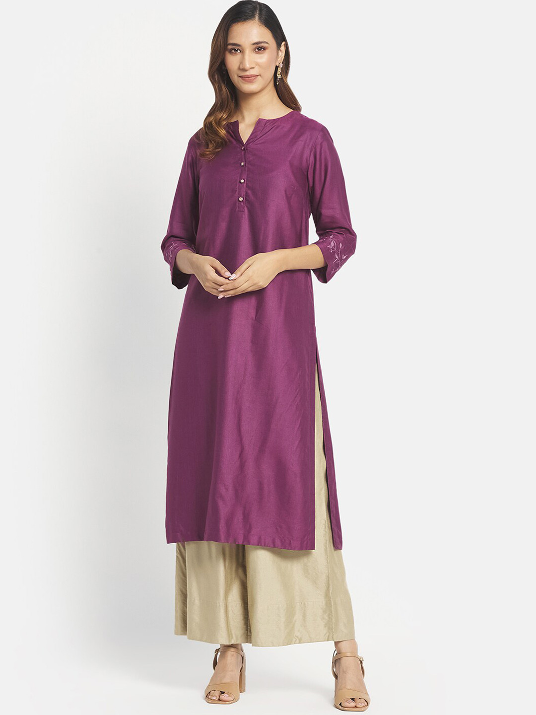 

Fabindia Women Purple Straight Kurta