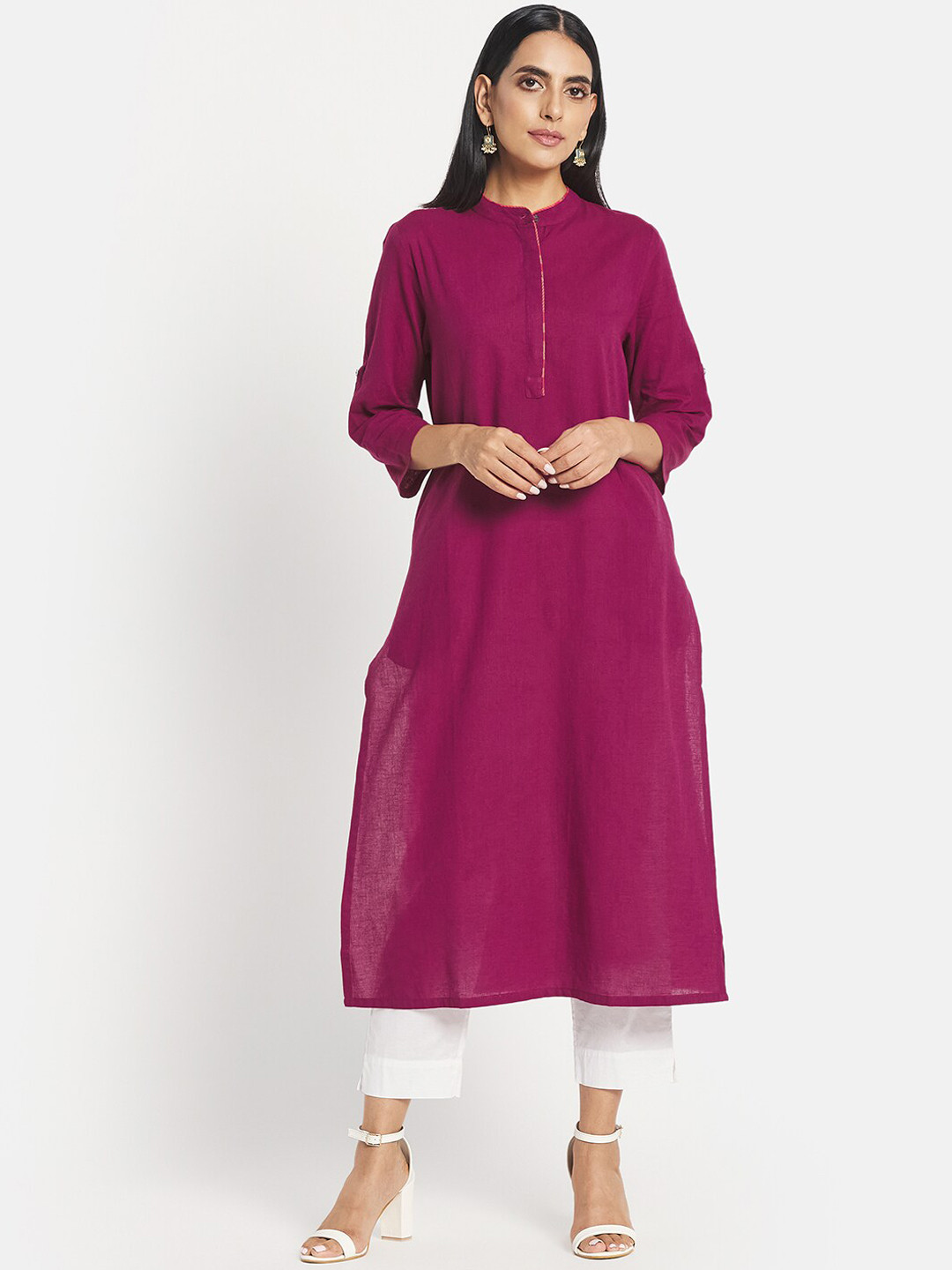 

Fabindia Women Purple Cotton Kurta