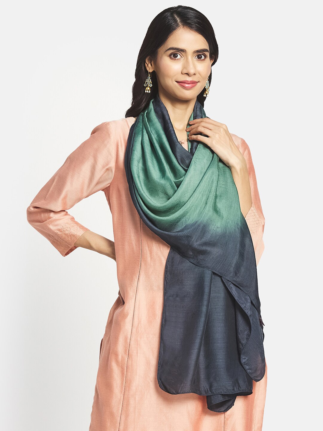 

Fabindia Women Green Modal Tie And Dye Stole