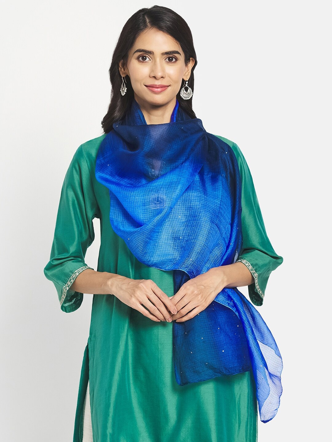 

Fabindia Women Blue Ombre Silk Stole