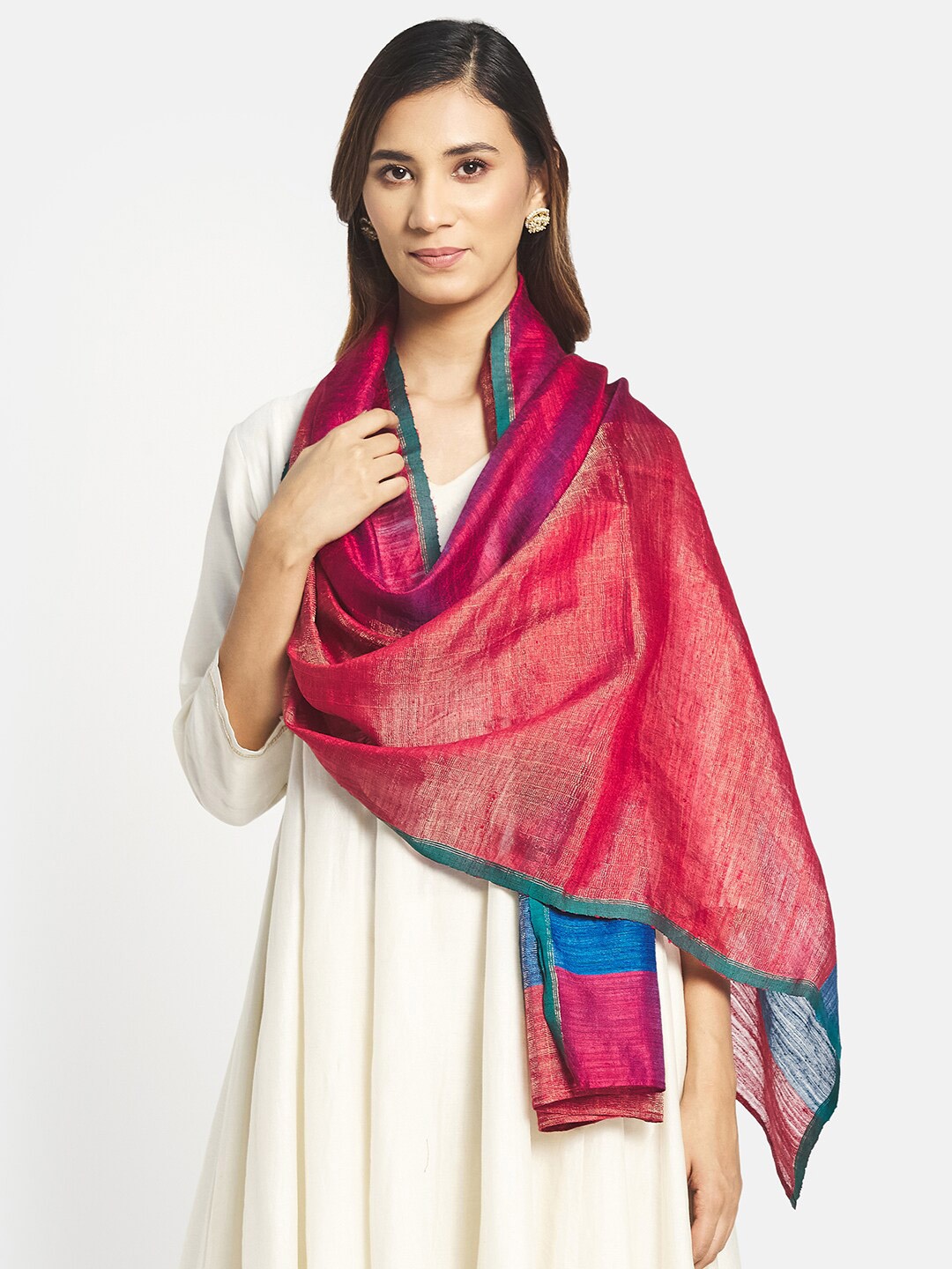 

Fabindia Women Red & Blue Stole