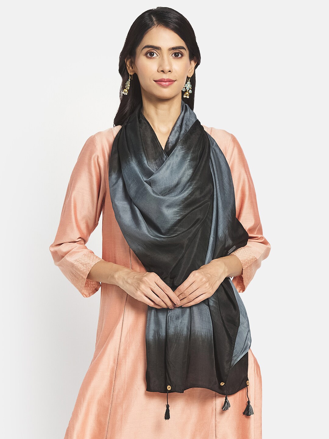 

Fabindia Women Grey & Black Modal Tie & Dye Stole