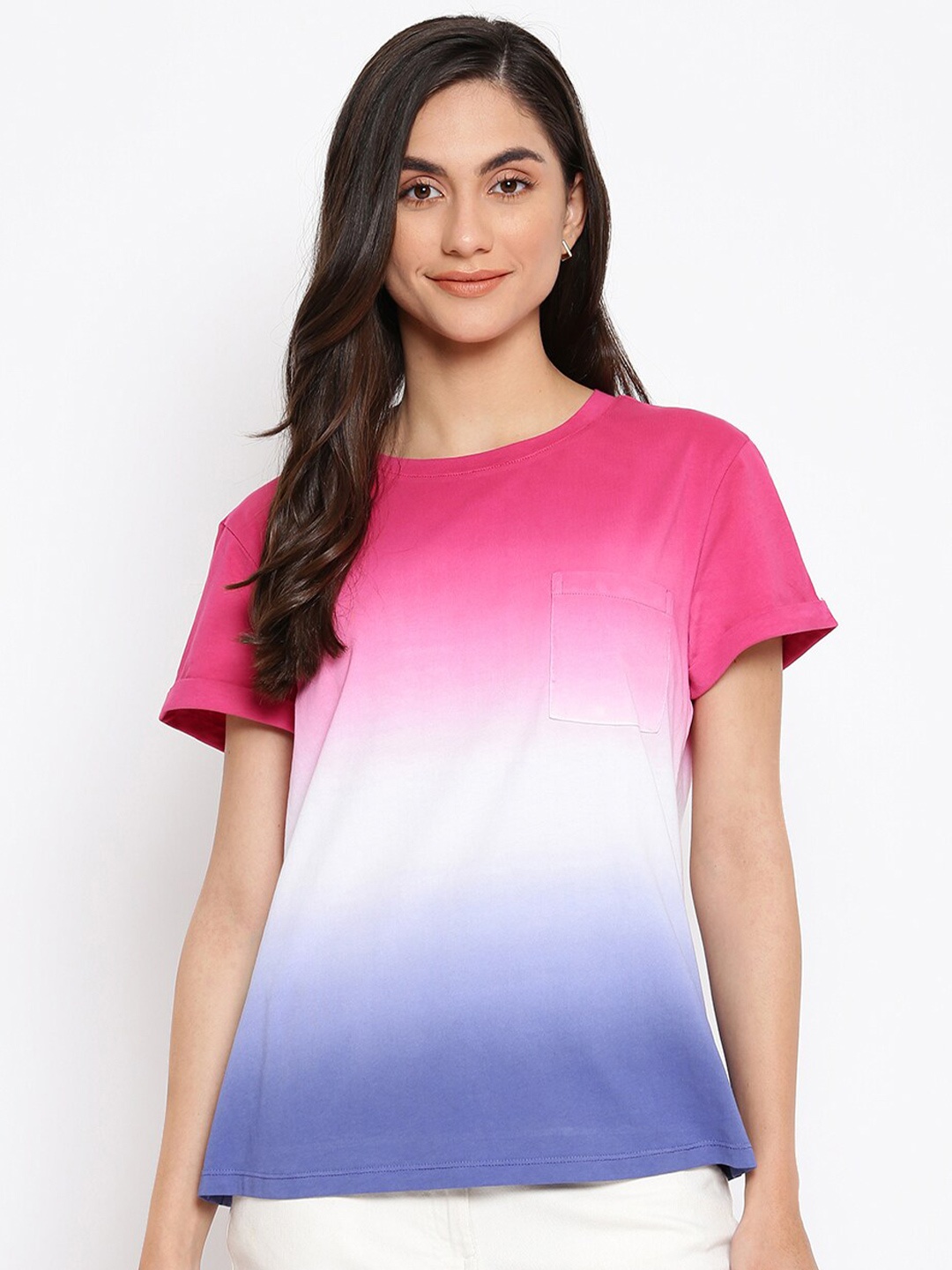 

Fabindia Pink & White Tie and Dye Top