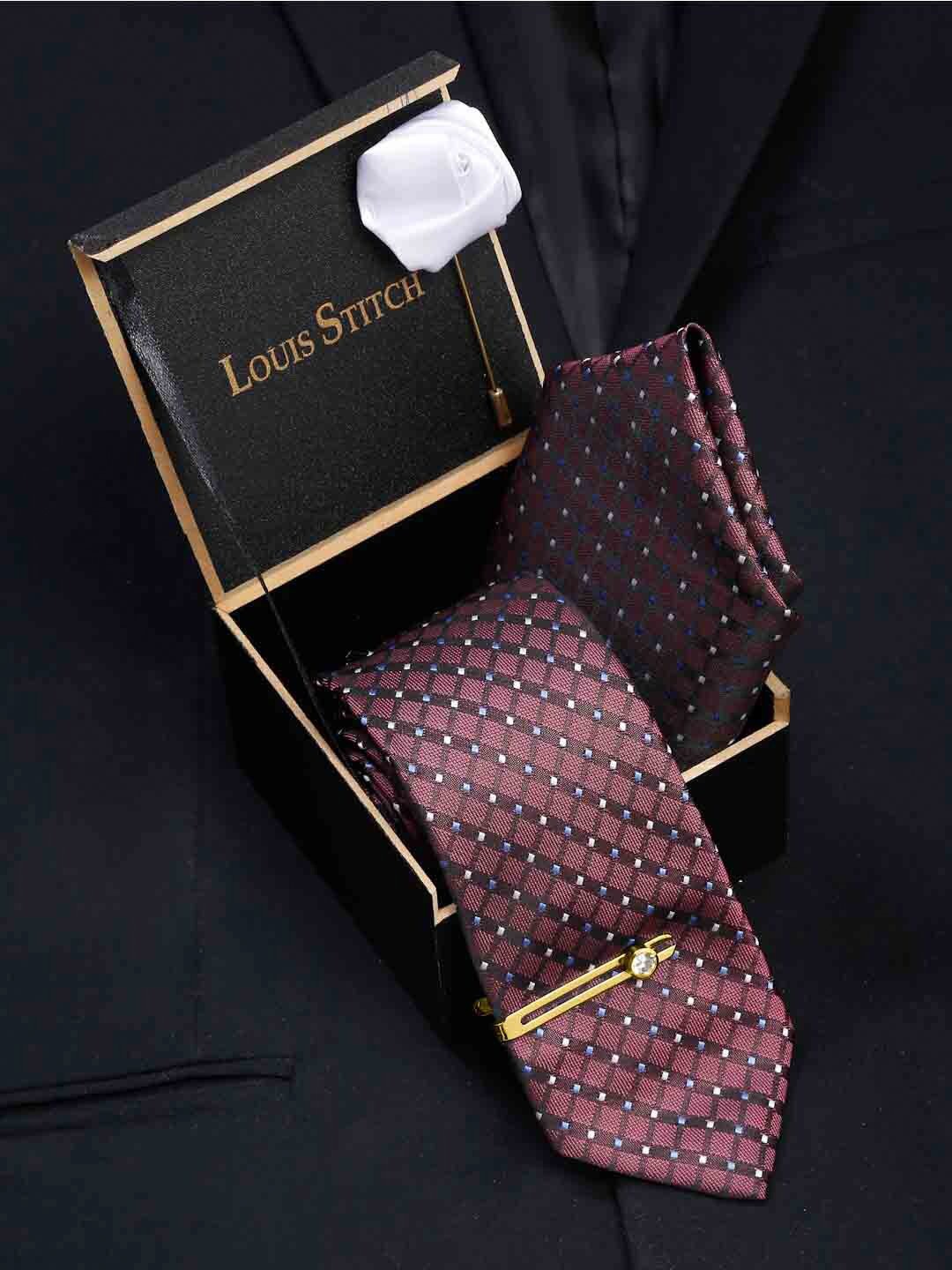 

LOUIS STITCH Men Red & Black Printed Skinny Tie