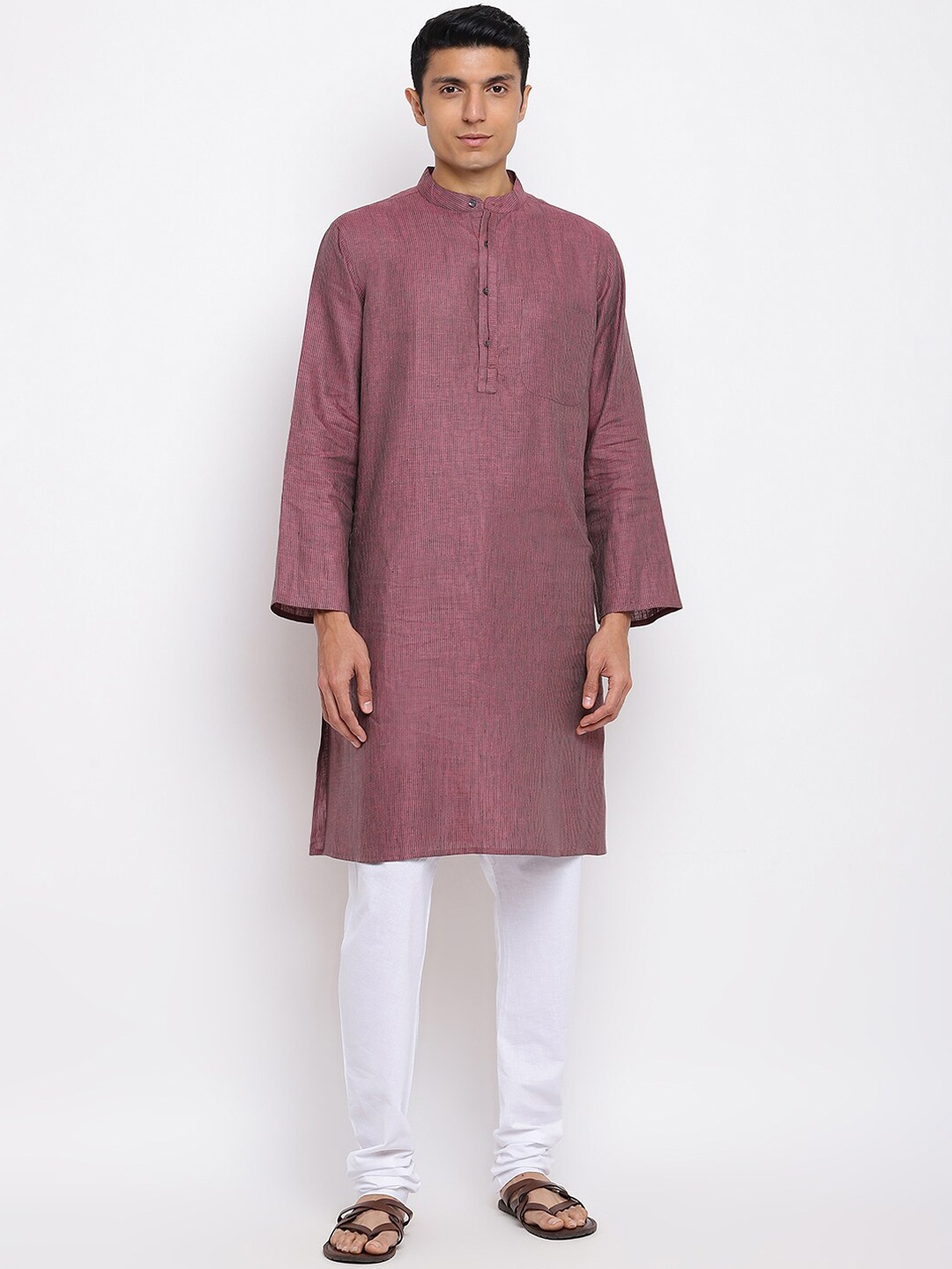 

Fabindia Men Purple Woven Design Kurta