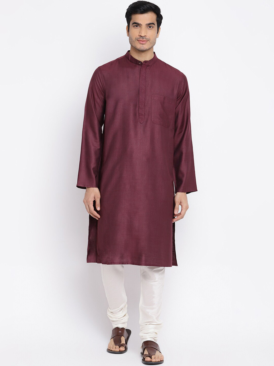 

Fabindia Men Purple Solid Long Sleeves Kurta