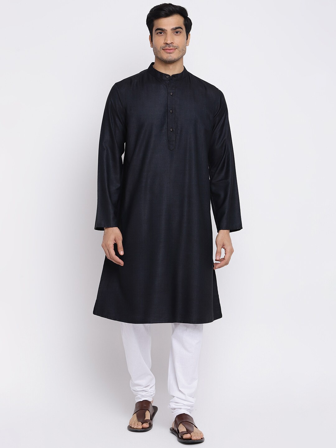 

Fabindia Men Black Solid Long Sleeves Kurta