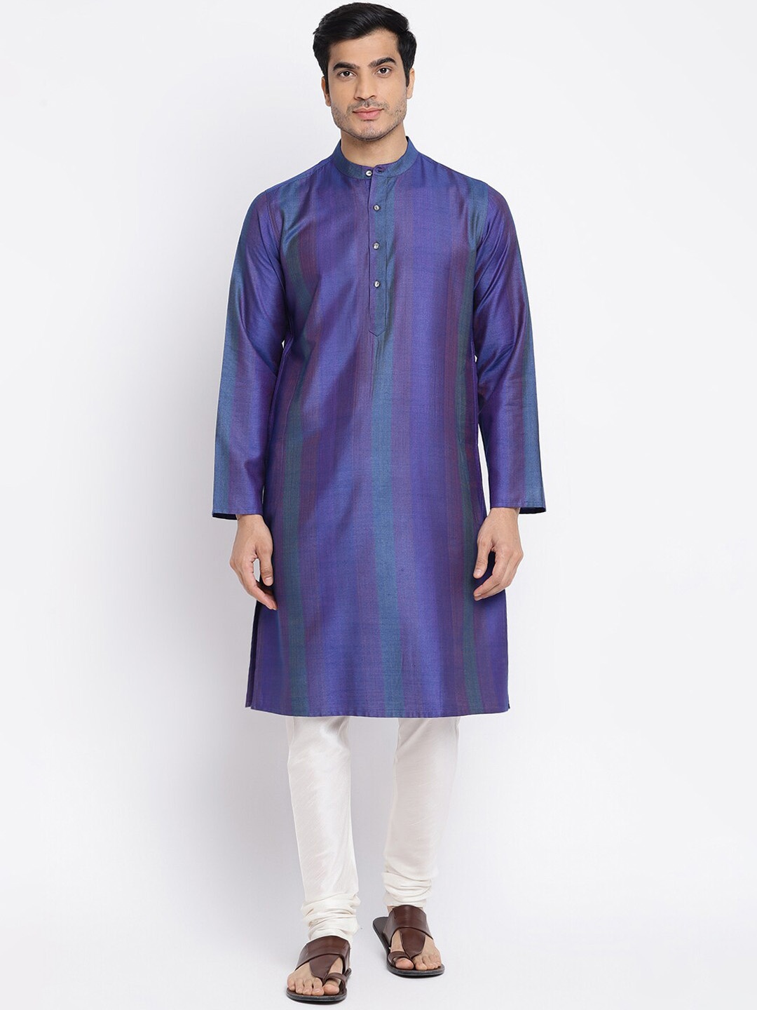 

Fabindia Men Purple Striped Kurta