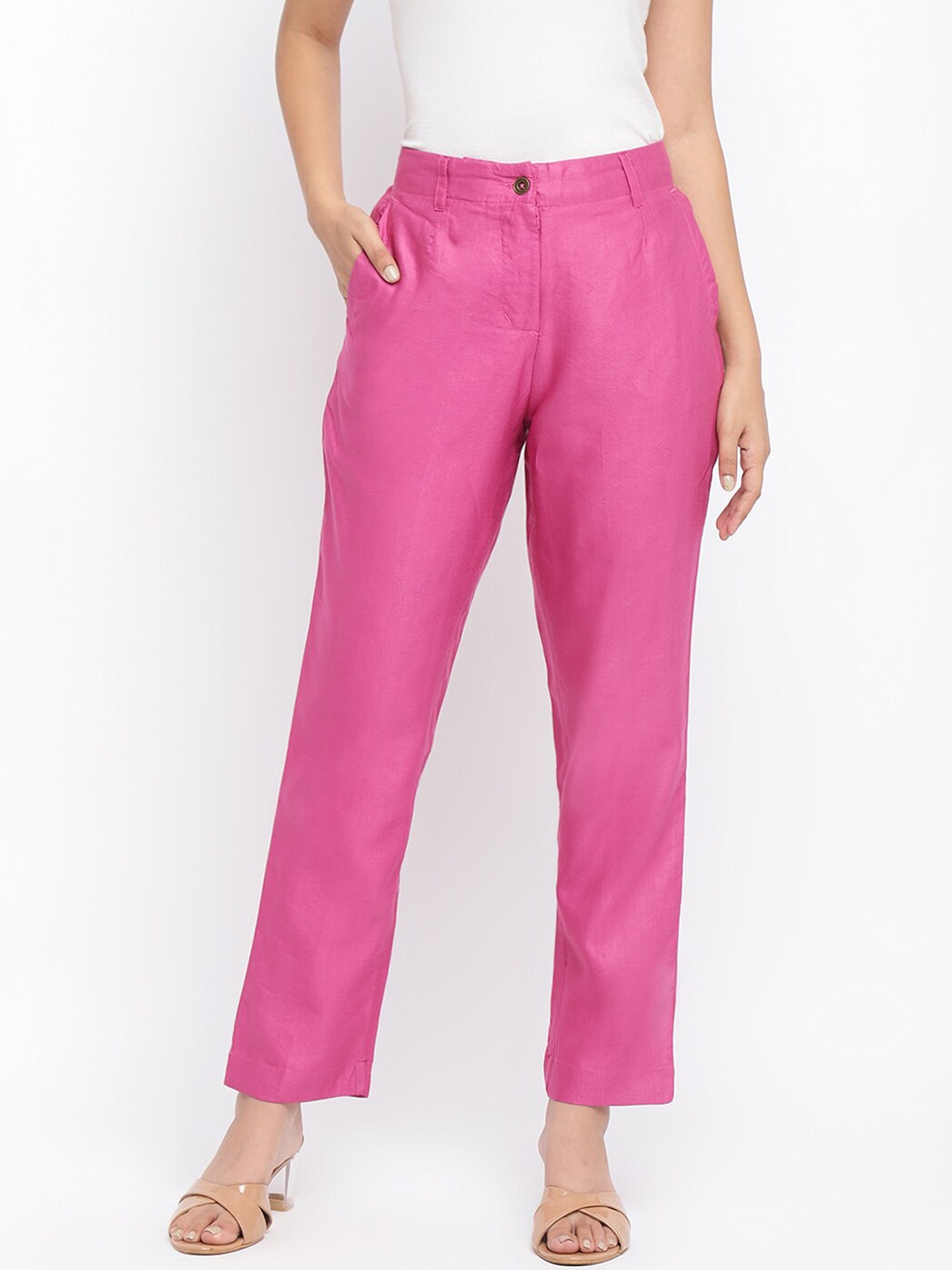 

Fabindia Women Pink Slim Fit Trousers