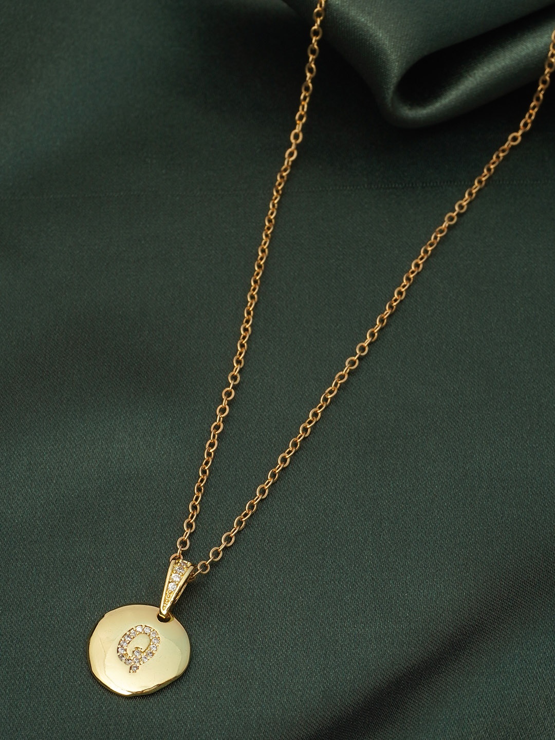

Ferosh Gold-Toned & White Crystal Studded Alphabet G Pendant Chain