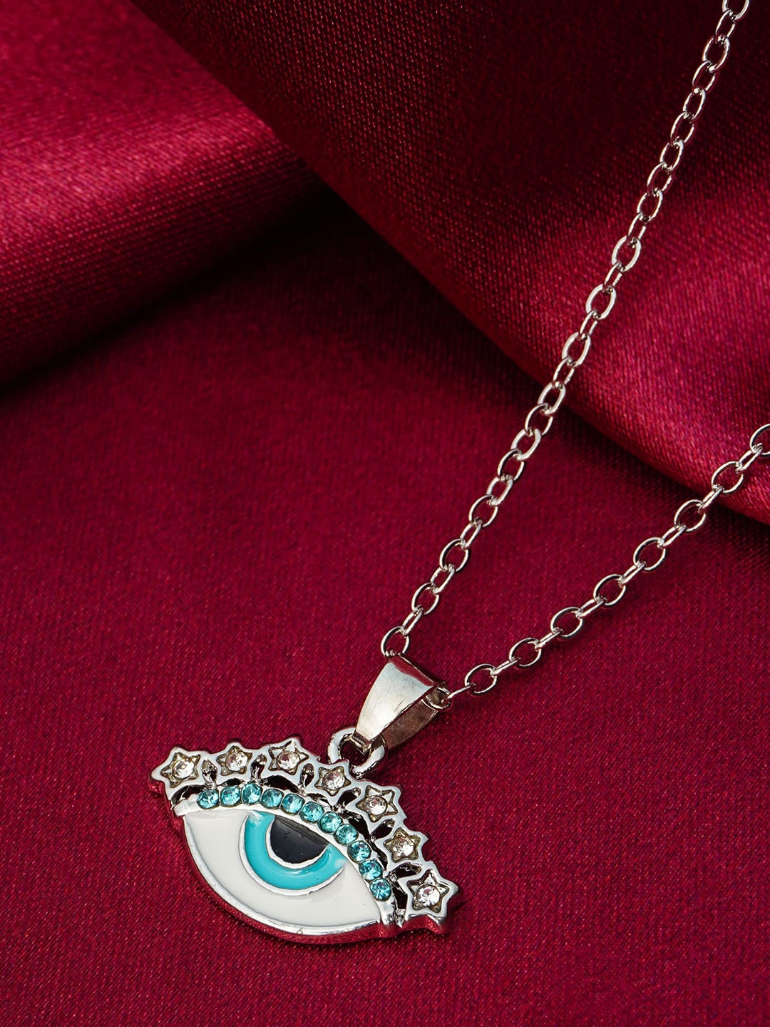 

Ferosh Silver-Plated Evil Eye Pendant with Chain