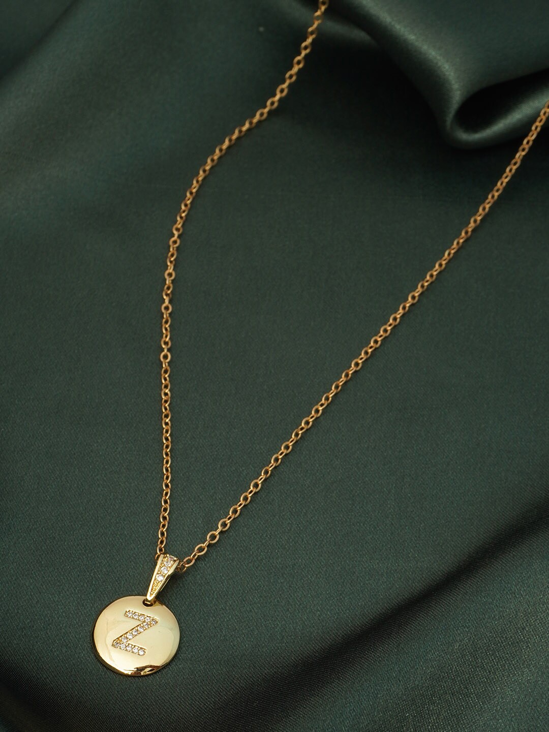 

Ferosh Gold-Toned & White Crystal Studded Pendant With Link Chain