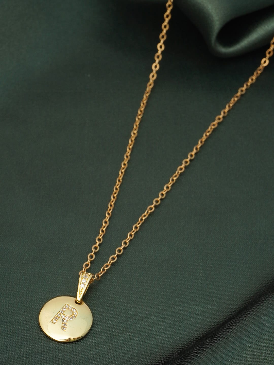 

Ferosh Gold-Toned White Crystal Stone-Studded Pendant With Chain