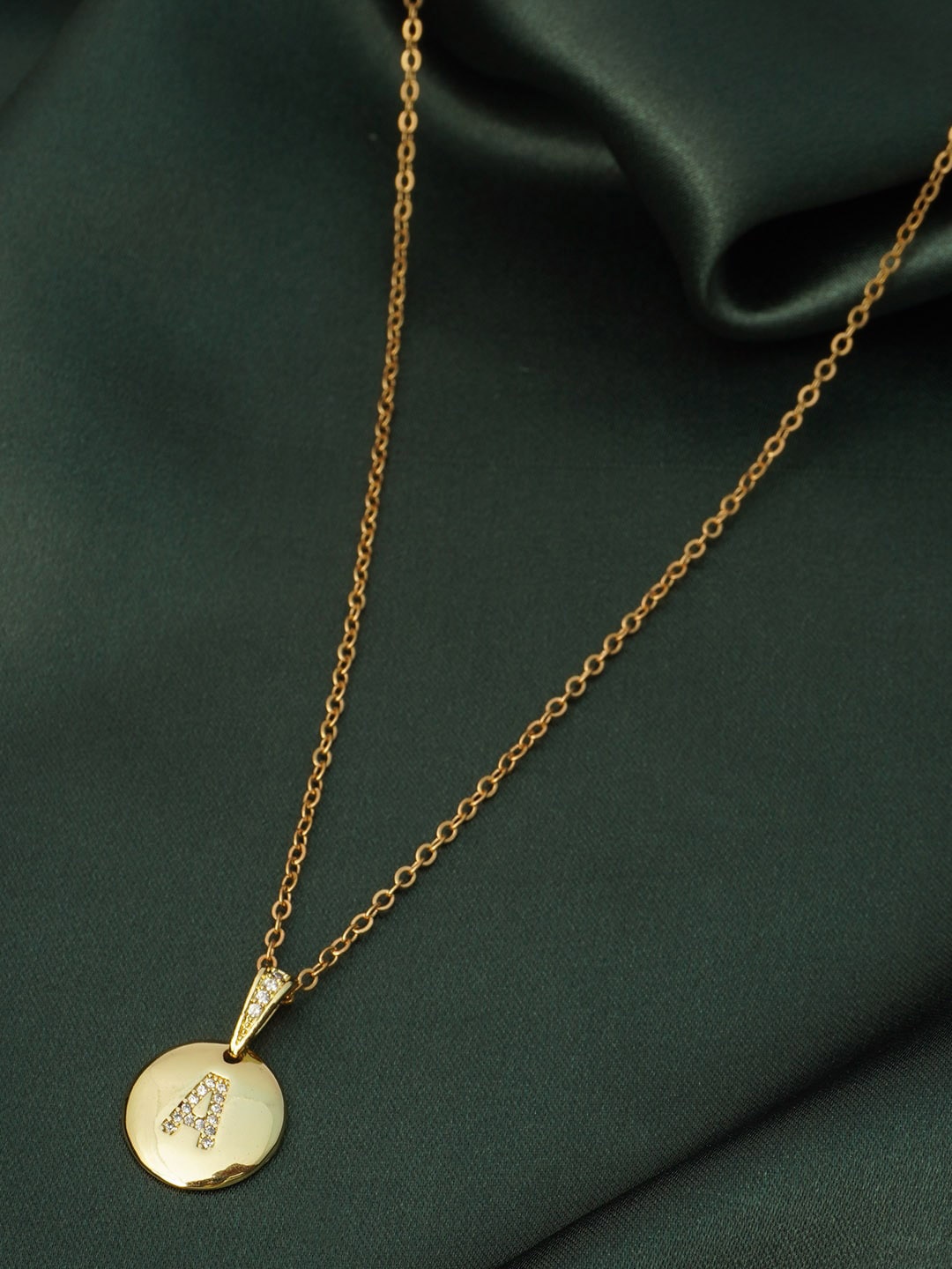 

Ferosh Women Gold-Toned Alphabet A Gold Coin Pendant