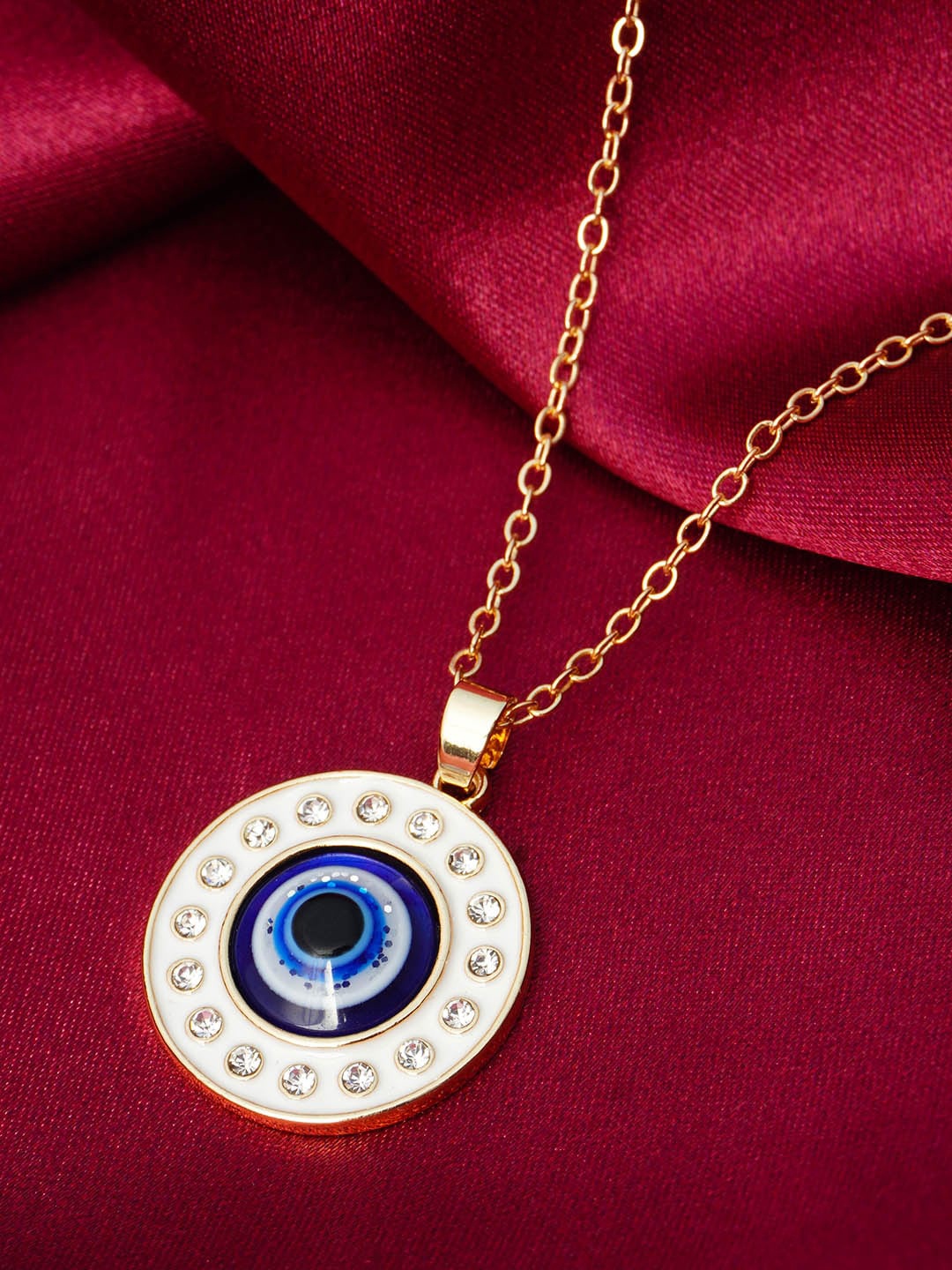 

Ferosh Gold-Toned White Evil Eye Coin Pendant & Chain