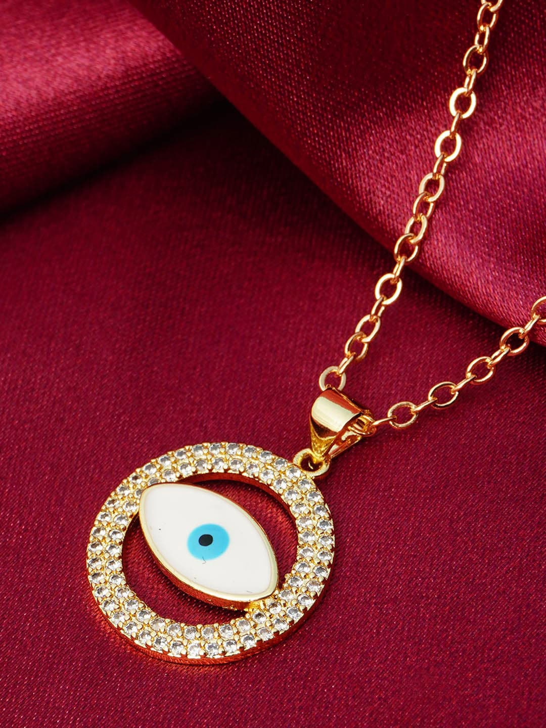 

Ferosh Gold-Toned & White Evil Eye Ring Necklace