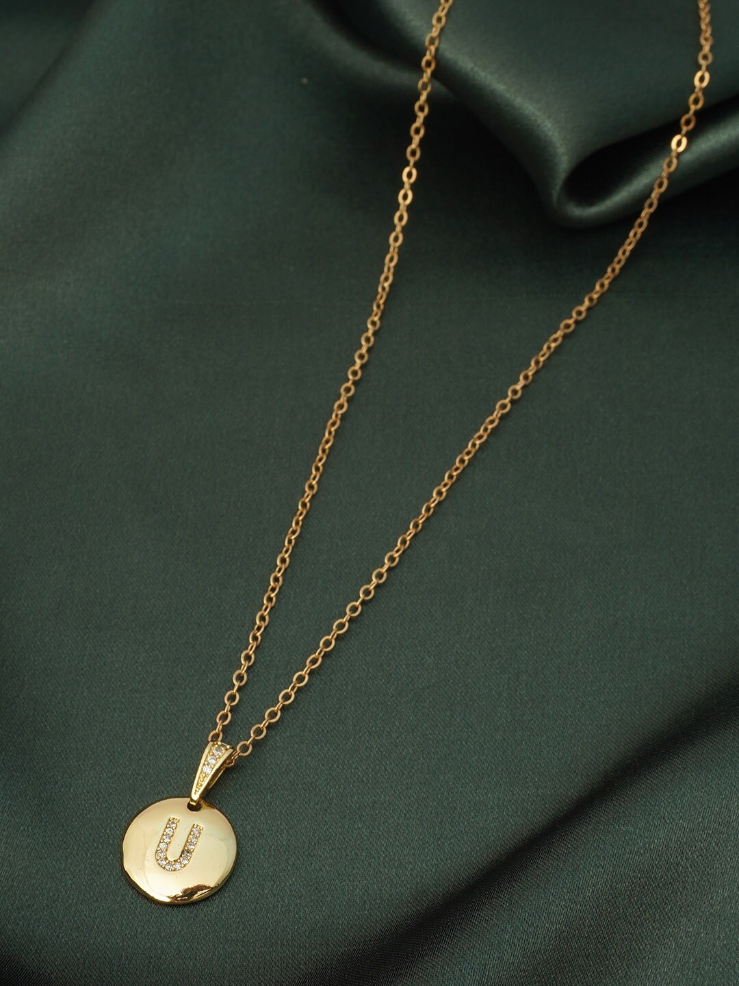 

Ferosh Women Gold-Toned White Crystal Stone-Studded Pendant