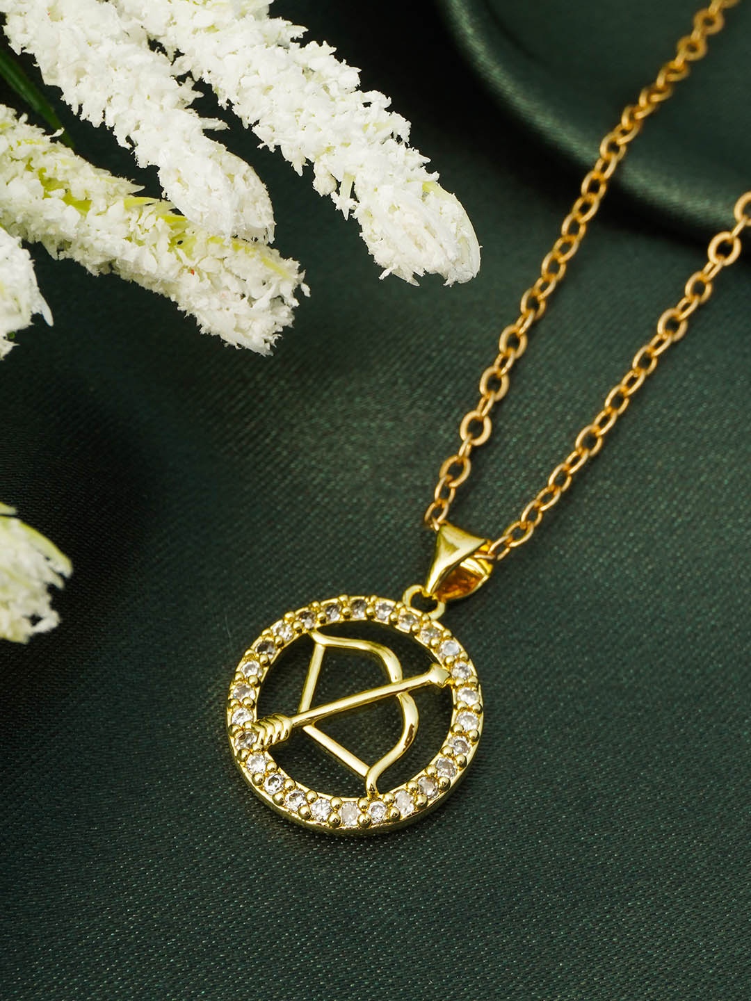 

Ferosh Rhinestone Studded Sagittarius Zodiac Pendant With Chain, Gold