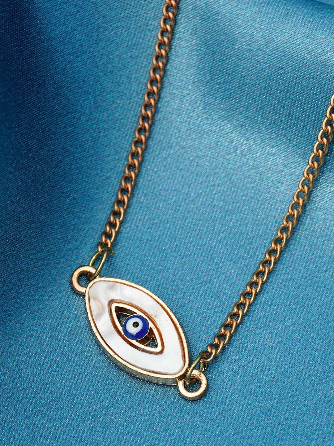 

Ferosh Gold-Toned Crystal Studded Evil Eye Pendant & Chain
